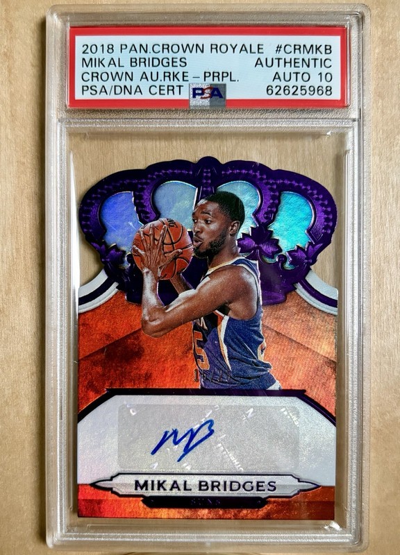 2018-19 Panini Crown Royale Purple /25 PSA Auto 10 Mikal Bridges RC CR-MKB