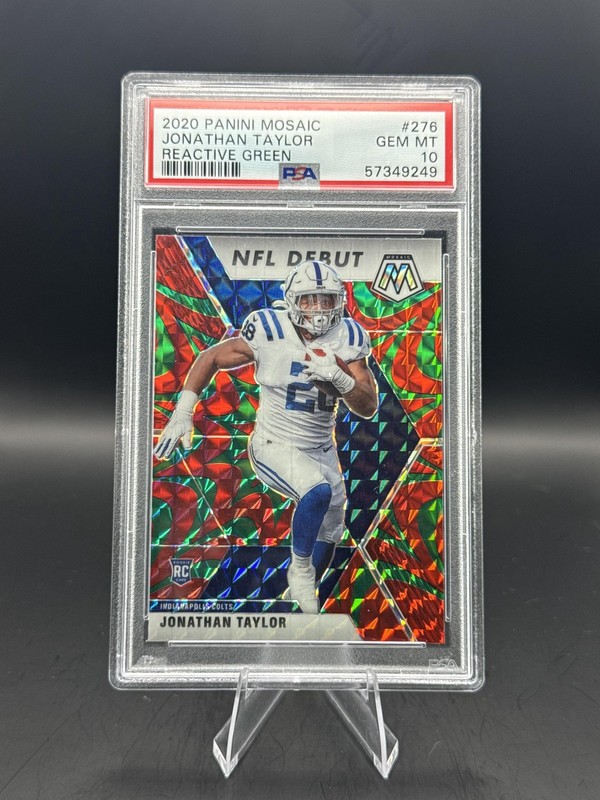 2020 Panini Mosaic #276 Jonathan Taylor Prizm Reactive Green PSA 10