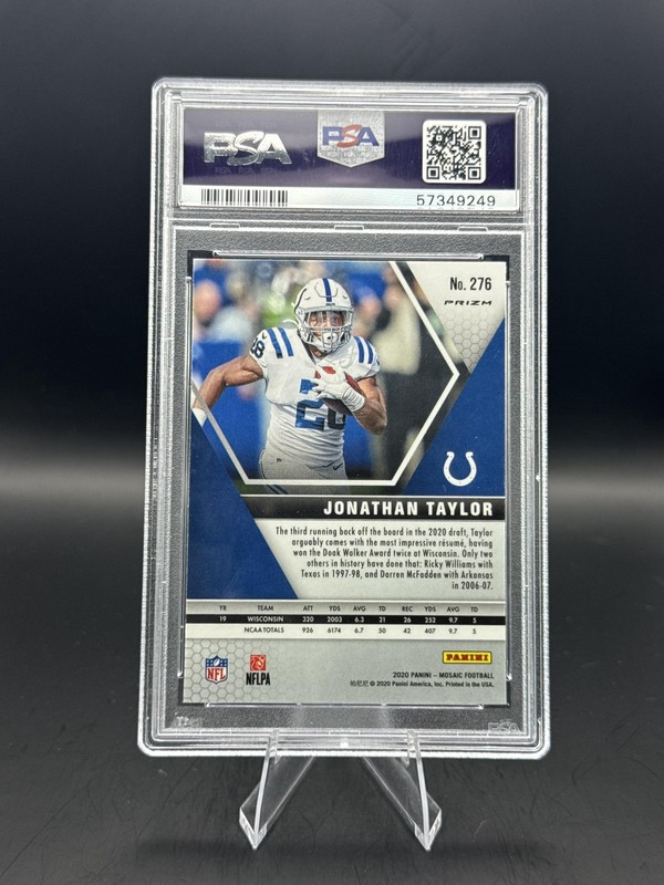 2020 Panini Mosaic #276 Jonathan Taylor Prizm Reactive Green PSA 10 view 2