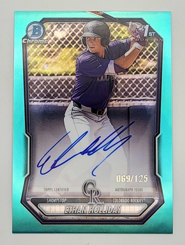 2026 Bowman Chrome Prospect 1st Auto Ethan Holliday Aqua Refractor #/125 Rockies
