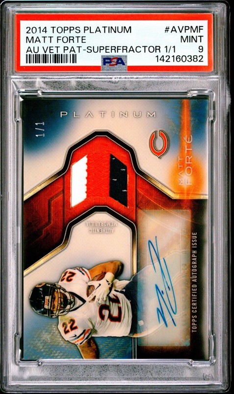 2014 TOPPS PLATINUM MATT FORTE AUTOGRAPH VETERAN PATCH SUPERFRACTOR 1/1