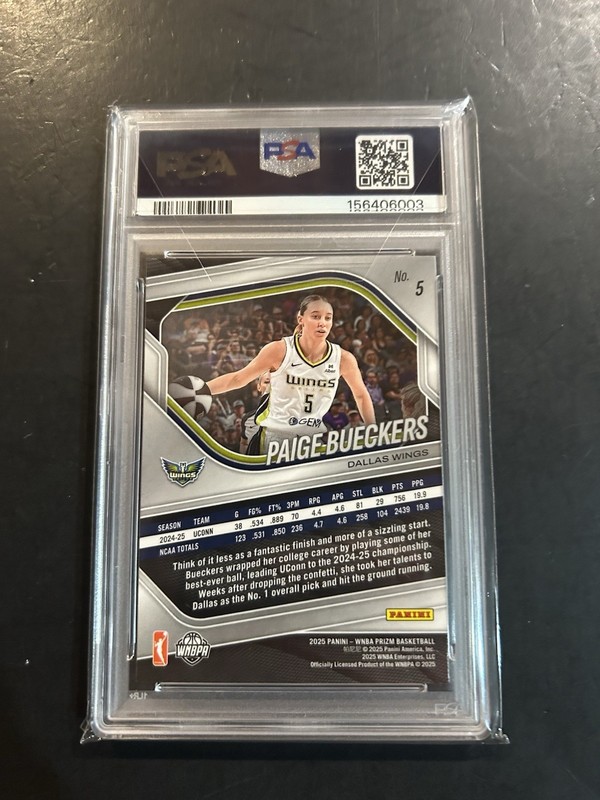 Paige Bueckers 2025 Prizm WNBA Rookie #5 PSA 10 view 2