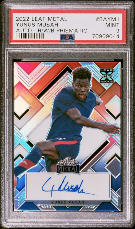 Yunus Musah 2022 Leaf Metal  /15 XRC Rookie Auto #BA-YM1 PSA 9 Pop1 none higher
