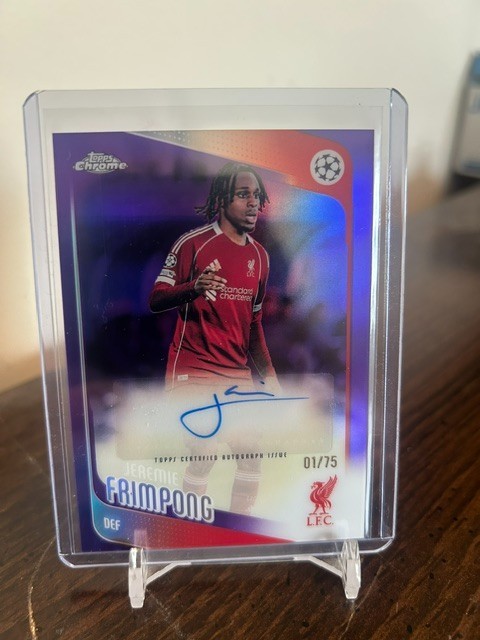 25-26 Topps Chrome UCC Jermie Frimpong True Purple Auto #d 01/75! LIVERPOOL