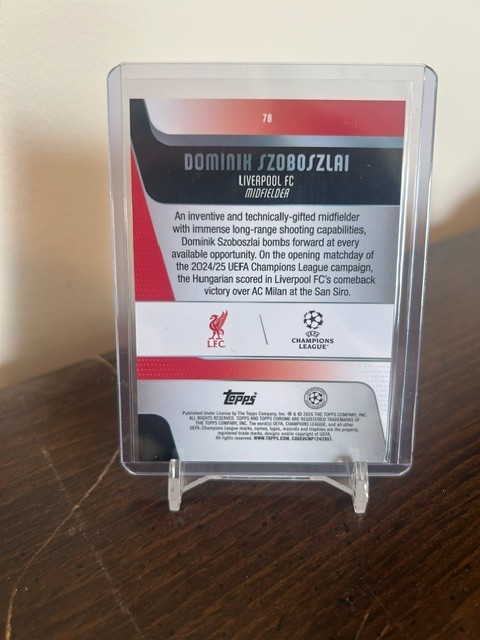 2025-26 Topps Chrome UCC Dominik Szoboszlai Orange Lava #d 01/25 LIVERPOOL view 2