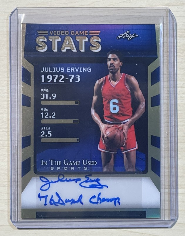 Julius Erving 2025 Leaf In The Game Used Auto SP Card #/4🏀PHILADELPHIA 76ers🏀