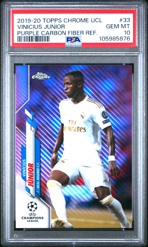 Vini Jr Junior PSA 10 Purple Carbon Fiber Refractor 2019-20 Topps Chrome UEFA