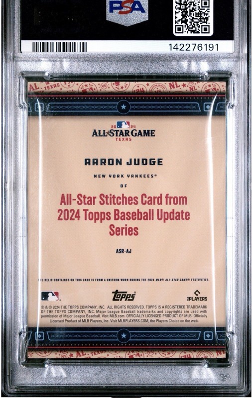 TOPPS AARON JUDGE ALL-STAR STITCHES GAME WORN PATCH JERSEY RELIC GRADED PSA 🔥🔥 view 2