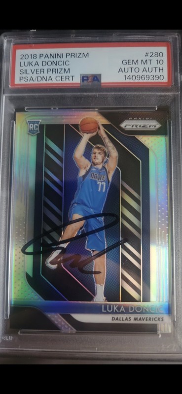 MAVS LAKERS #280 2018 LUKA DONCIC PSA GEM MINT 10 SILVER PRIZM & AUTHENTIC AUTO