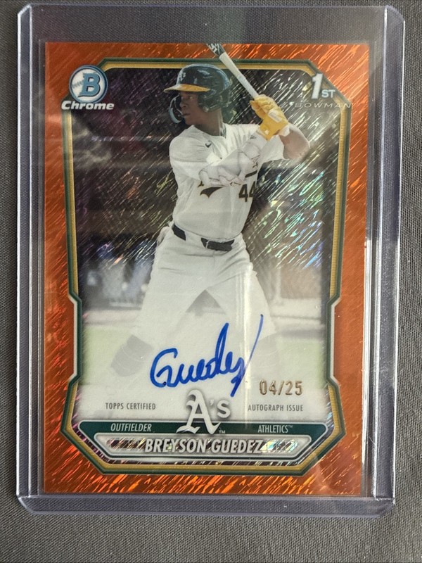 2026 Bowman Chrome Breyson Guedez Bowman 1st Orange Shimmer Auto /25