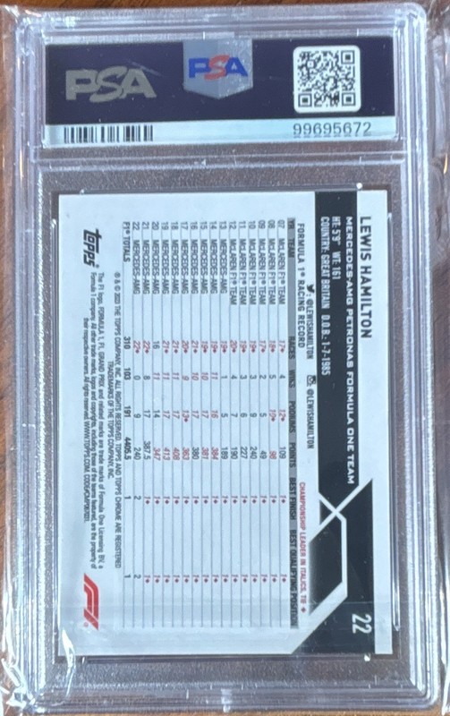 Topps 2023 Chrome Formula 1 Lewis Hamilton #22 Gold Refractor /50 PSA 10 view 2