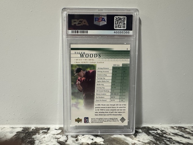 2001 upper deck golf tiger woods PSA 10 view 2