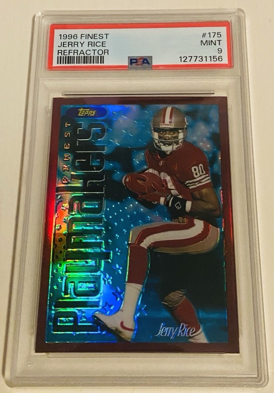 Jerry Rice 1996 Topps Finest Playmakers Refractor, PSA 9, Niners 🏈🔥🎨 view 2
