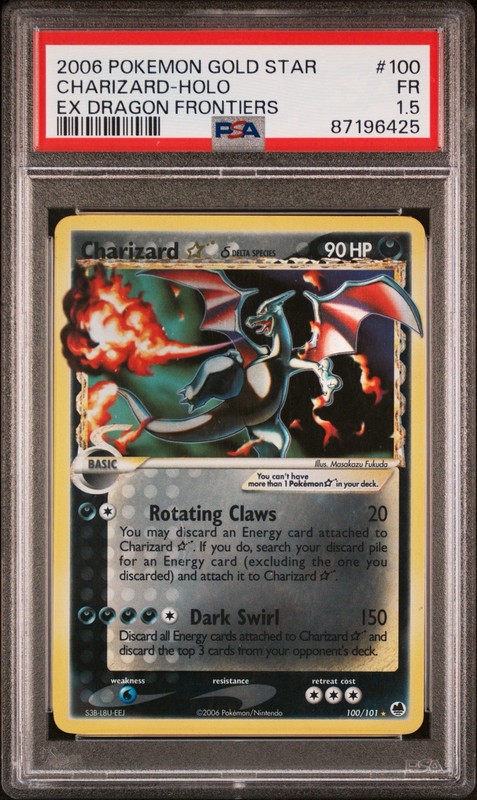 2006 POKEMON EX DRAGON FRONTIERS GOLD STAR #100 CHARIZARD-HOLO PSA 1.5 view 2