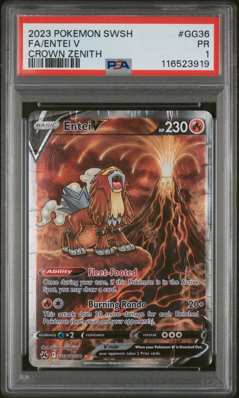 🔥 PSA 1 ENTEI V FULL ART | CROWN ZENITH GALARIAN GALLERY GG36/GG70🔥 view 2