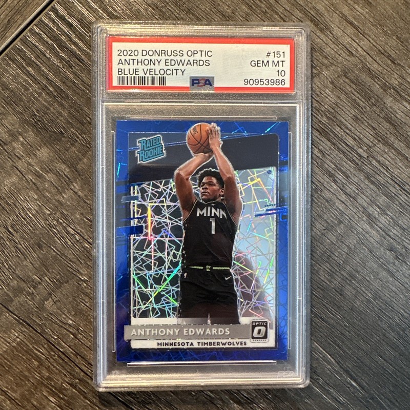 Anthony Edwards 2020-21 Panini Donruss Optic #151 Blue Velocity Rookie RC PSA 10