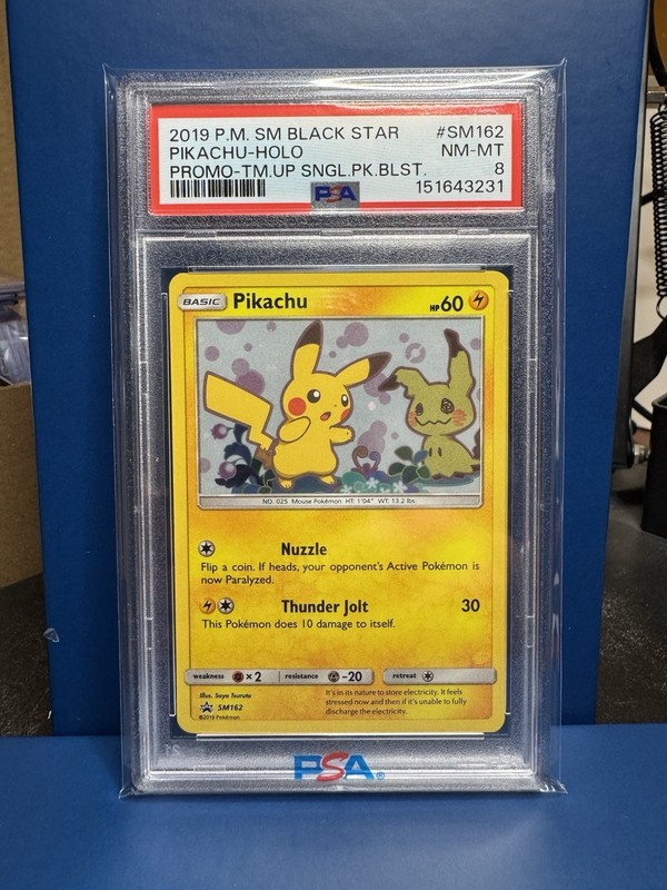 2019 Pokémon SM Black Star Pikachu Mimikyu Holo Promo PSA 8