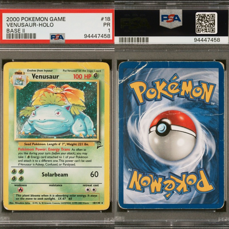 🔥 PSA 1 POOR VENUSAUR HOLO RARE | BASE SET 2 18/130🔥