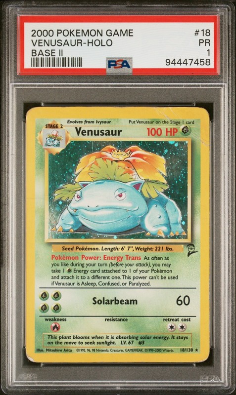 🔥 PSA 1 POOR VENUSAUR HOLO RARE | BASE SET 2 18/130🔥 view 2