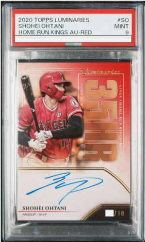 PSA 9 Shohei Ohtani Auto 2020 Topps Luminaries Home Run Kings Red /10 MLB Card