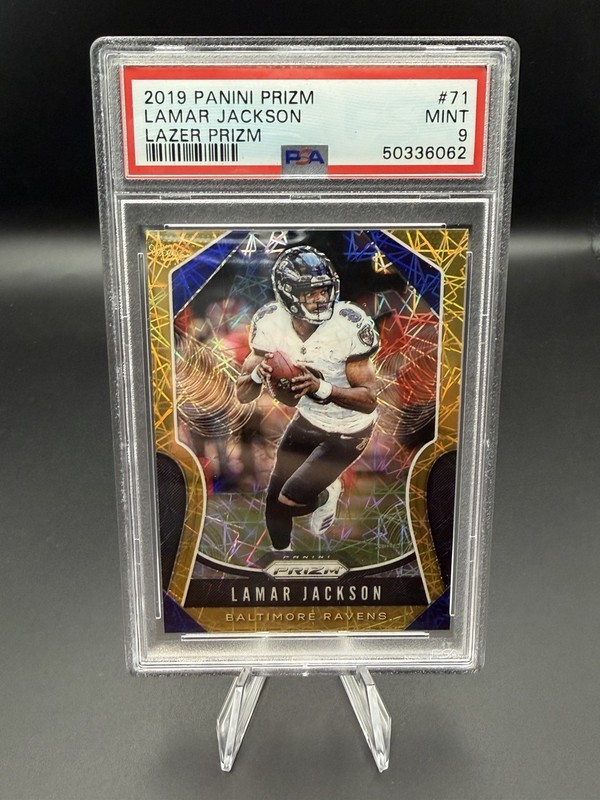 2019 Panini Prizm Lamar Jackson Lazer Prizm #71 PSA 9 Mint Baltimore Ravens