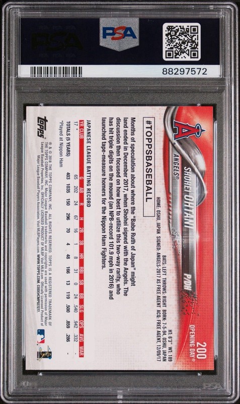 2018 Topps Opening Day - Shohei Ohtani RC #200 PSA 8 Rookie view 2