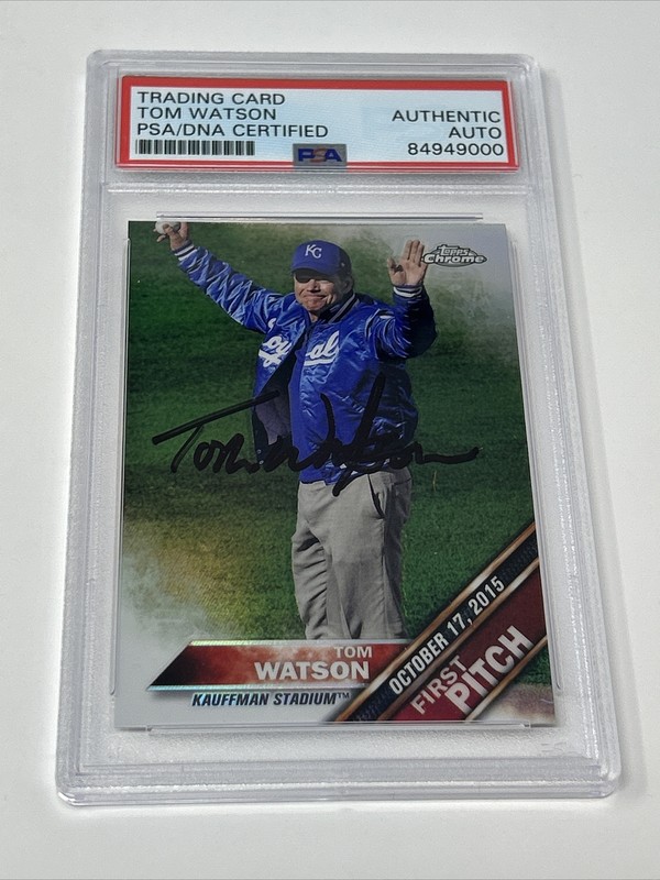 2016 TOPPS CHROME TOM WATSON PGA GOLFER AUTOGRAPHED SIGNED BASEBALL CARD PSA