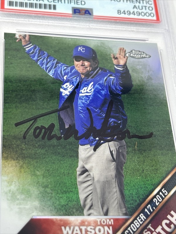 2016 TOPPS CHROME TOM WATSON PGA GOLFER AUTOGRAPHED SIGNED BASEBALL CARD PSA view 2
