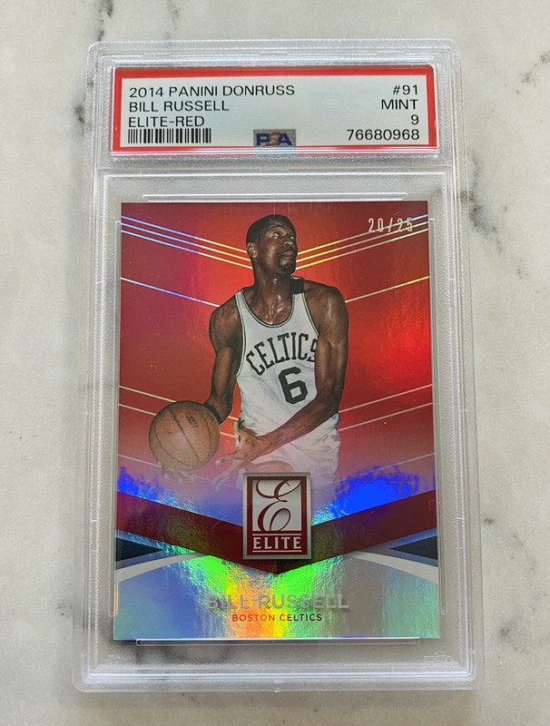 2014 Panini Donruss Basketball Bill Russell Elite Red /25! 🔥 PSA 9
