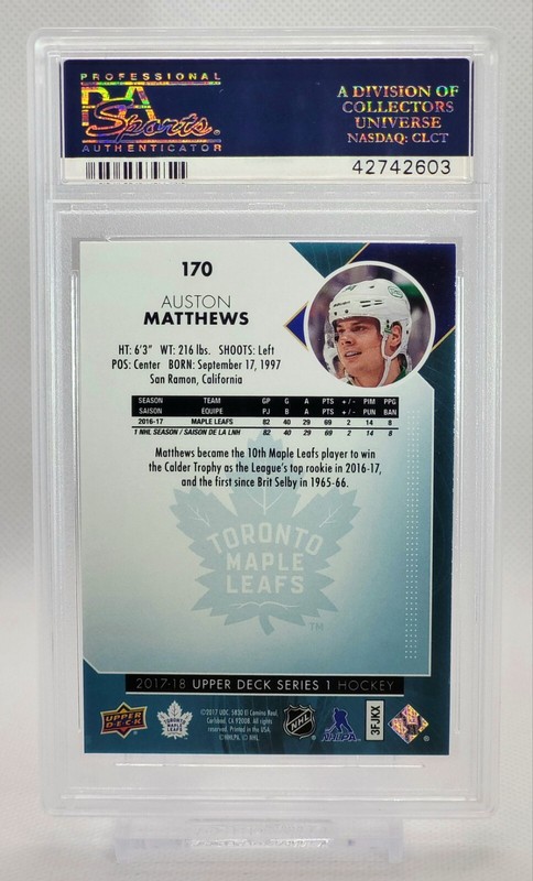 2017-18 Upper Deck Series 1 Auston Matthews #170 PSA 10 GEM MT St. Pats 🍀 view 2