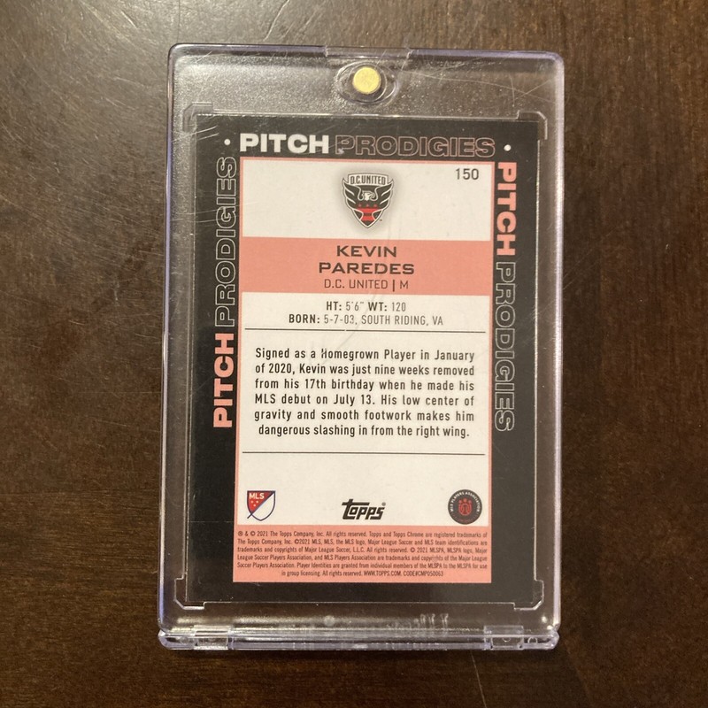 Kevin Paredes 2021 Topps Chrome Sapphire MLS Soccer # 150 Pitch Prodigies view 2