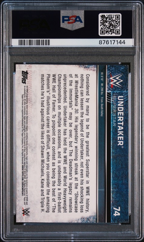 2015 Topps Chrome WWE Undertaker Refractor #74 PSA 9 view 2