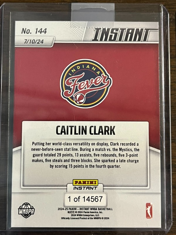 2024 Panini Instant WNBA #144 Caitlin Clark Indiana Fever RC view 2