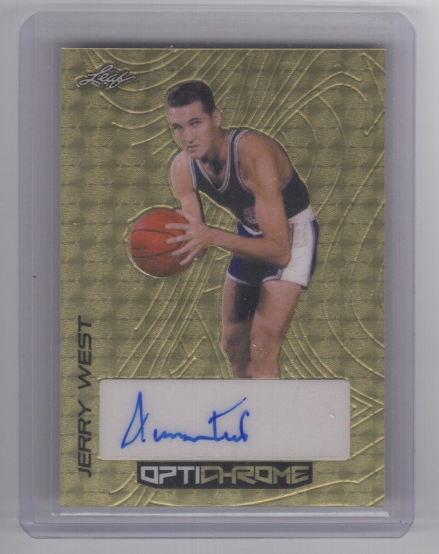 2023 LEAF OPTICHROME GOLD CIRCLES SUPERFRACTOR AUTO JERRY WEST TRUE 1/1 LOGOMAN