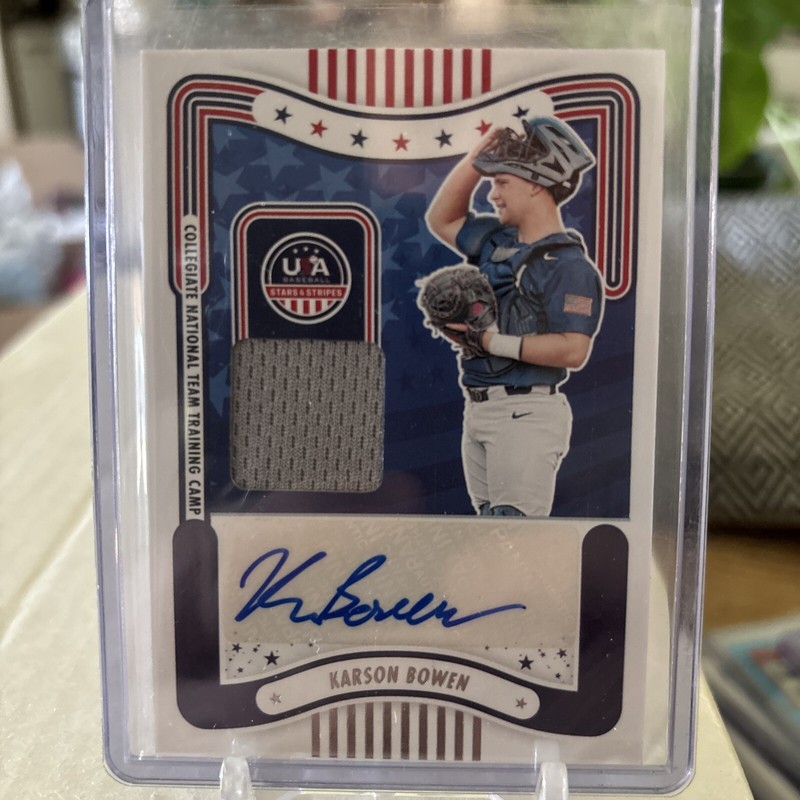 2024 Panini USA Stars & Stripes Karson Bowen Game Used Auto Baseball TCU Frogs