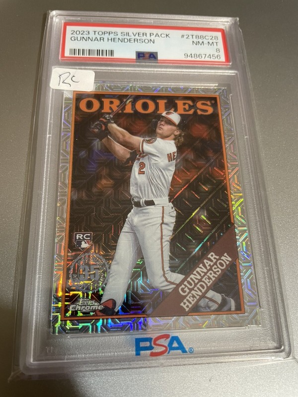 2023 Topps Silver Pack Gunnar Henderson Rookie PSA 8 RC Orioles Graded view 2