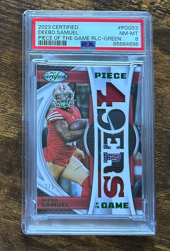 2023 Certified NFL Shield Game Worn Patch Green Deebo Samuel /5 PSA 8 #S4763