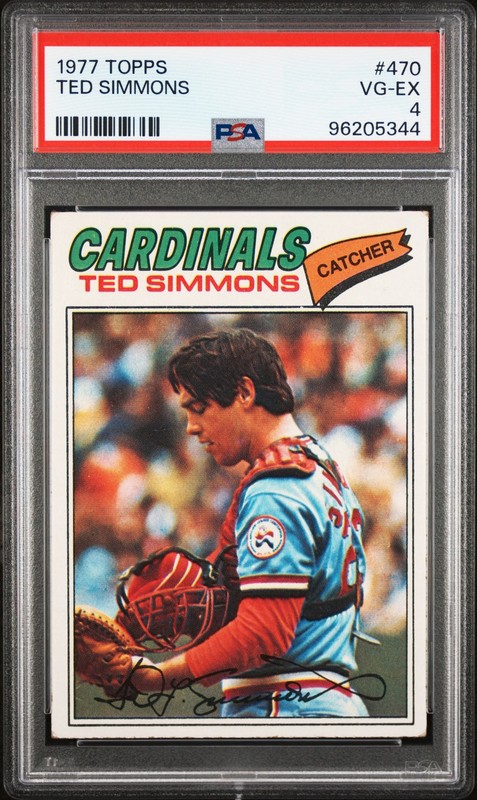 1977 TOPPS #470 TED SIMMONS PSA 4 ST. LOUIS CARDINALS HOF VINTAGE BASEBALL CARD