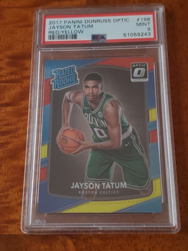 2017-18 DONRUSS OPTIC JAYSON TATUM (RED/YELLOW ROOKIE) #198 BOSTON CELTICS PSA 9