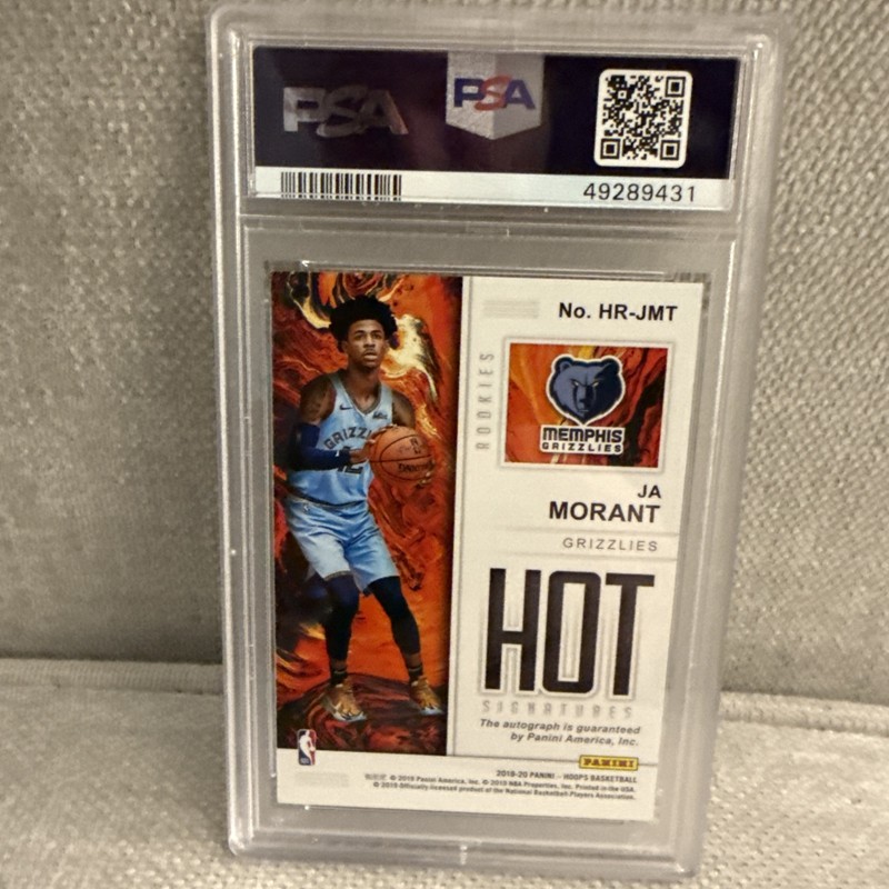 2019 Panini Hoops Hot Signatures Ja Morant Grizzlies RC Rookie AUTO PSA 10 view 2