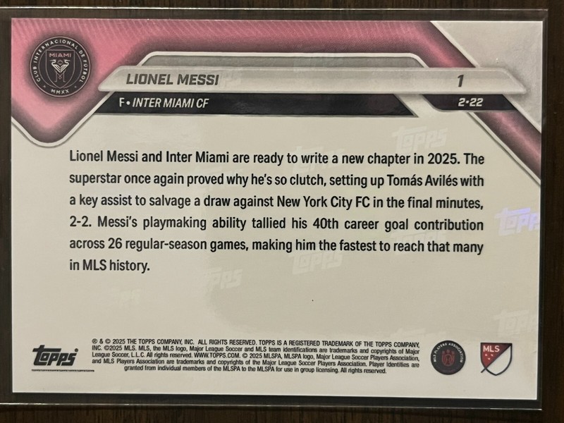 2025 Topps Now MLS #1 Lionel Messi Inter Miami CF view 2