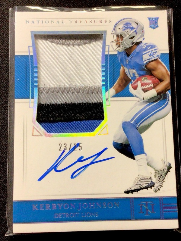 2018 Panini National Treasures #174 Kerryon Johnson Patch/Auto! RC! 23/25! ENN