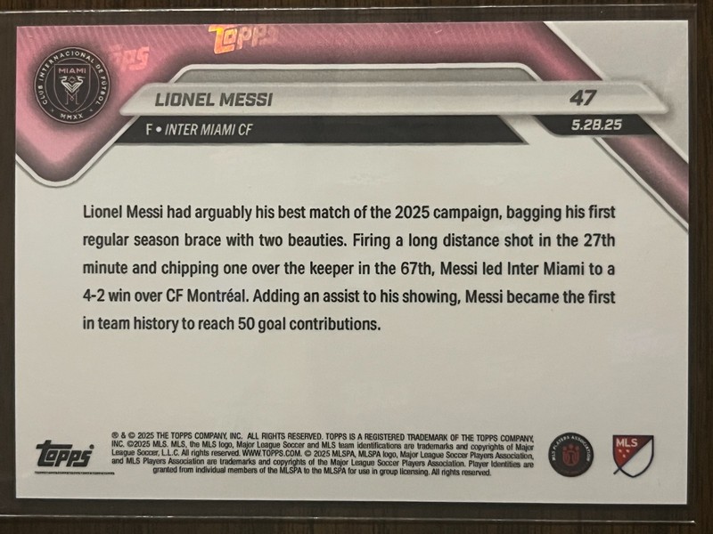 2025 Topps Now MLS #47 Lionel Messi Inter Miami CF view 2