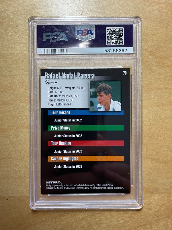 Rafael Nadal 2003 NetPro #70 Rookie card RC PSA 9 tennis legend 🇪🇸 view 2