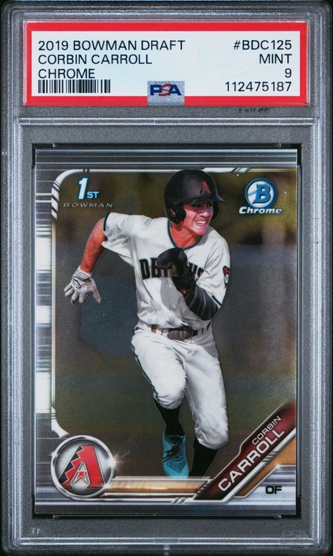CORBIN CARROLL Chrome 2019 Bowman 1st BDC125 MINT PSA Graded 9