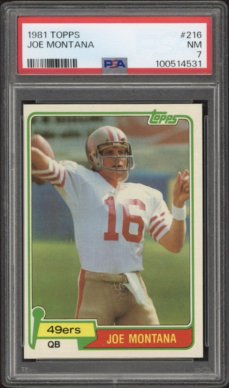 1981 Topps Joe Montana Rookie RC #216 PSA 7 Near Mint HOF San Francisco 49ers