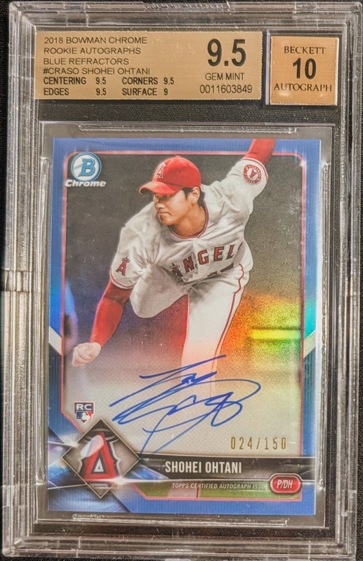 2018 Bowman SHOHEI OHTANI Chrome Blue Refractor AUTO /150 BGS 9.5/10 GEM MT