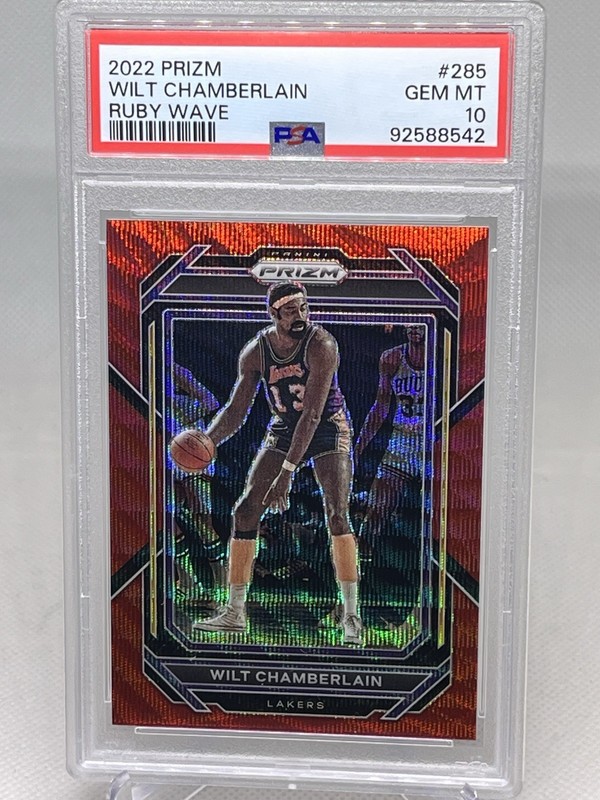 2022 Panini Prizm Wilt Chamberlain Ruby Wave #285 PSA 10 - Lakers