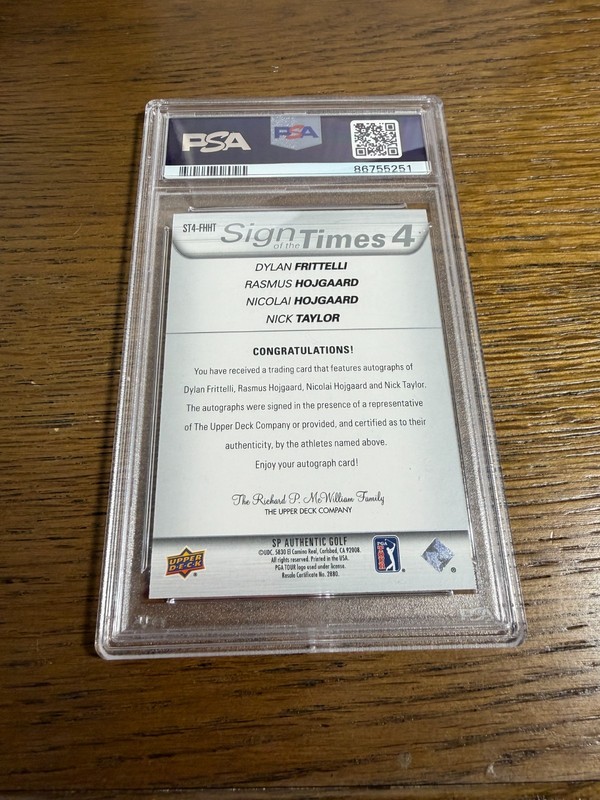2021 SP Sign of the Times /10 Hojgaard Frittelli Taylor Rookie Auto PSA 9 MINT view 2