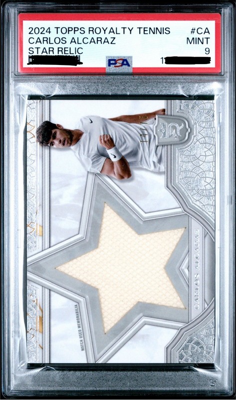 2024 PSA 9 Topps Royalty MATCH WORN Carlos Alcaraz Star Relics Jersey AO #14/75